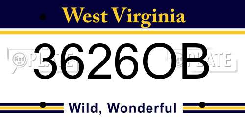 3626OB West Virginia License Plate