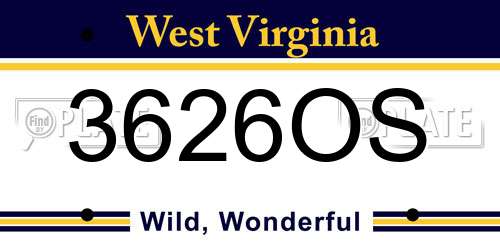 3626OS West Virginia License Plate