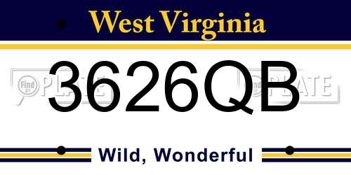 3626QB West Virginia License Plate