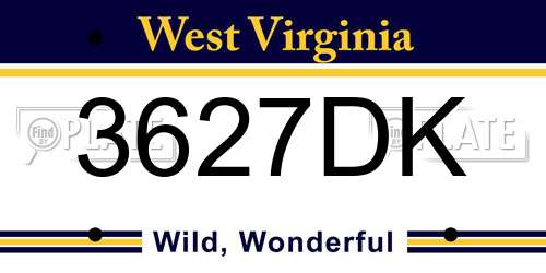 3627DK West Virginia License Plate