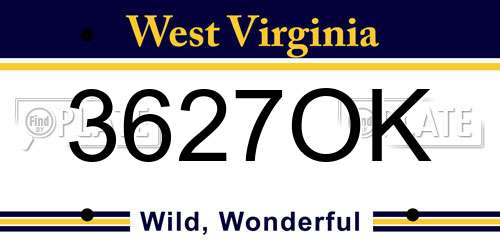3627OK West Virginia License Plate