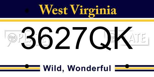 3627QK West Virginia License Plate