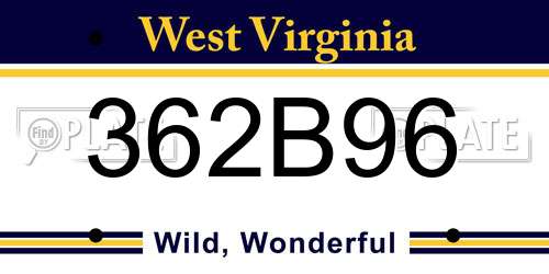 362B96 West Virginia License Plate