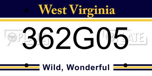 362G05 West Virginia License Plate