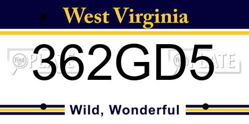 362GD5 West Virginia License Plate