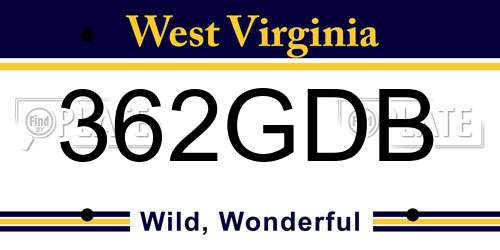 362GDB West Virginia License Plate