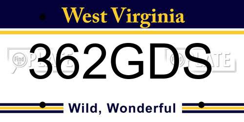 362GDS West Virginia License Plate