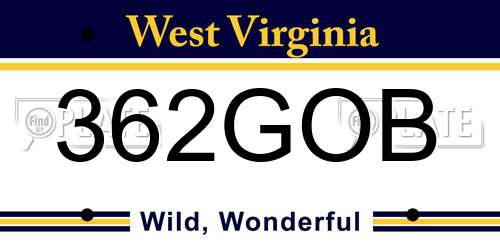 362GOB West Virginia License Plate