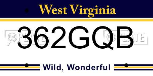 362GQB West Virginia License Plate
