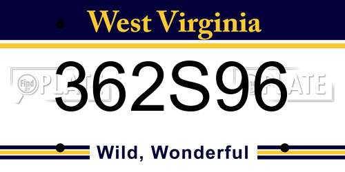 362S96 West Virginia License Plate