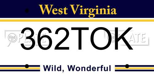 362TOK West Virginia License Plate