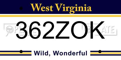 362ZOK West Virginia License Plate