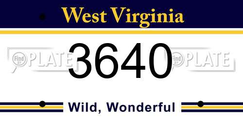 3640 West Virginia License Plate
