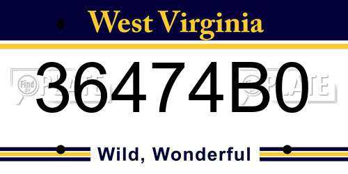 36474B0 West Virginia License Plate