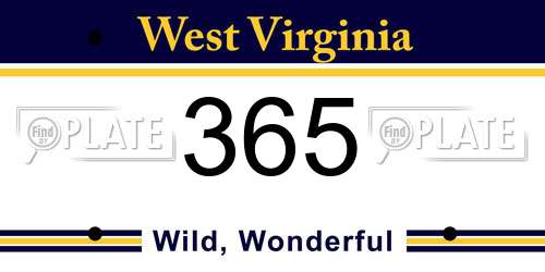 365 West Virginia License Plate