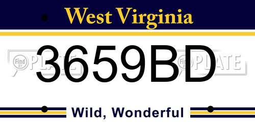 3659BD West Virginia License Plate