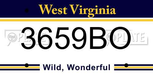 3659BO West Virginia License Plate