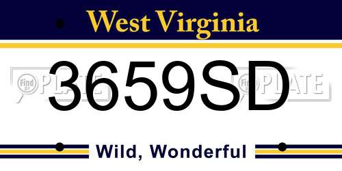 3659SD West Virginia License Plate