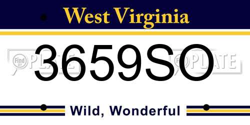 3659SO West Virginia License Plate