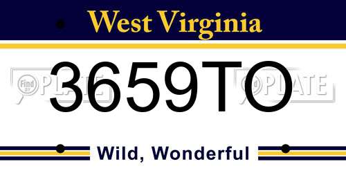 3659TO West Virginia License Plate