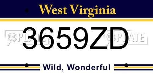 3659ZD West Virginia License Plate