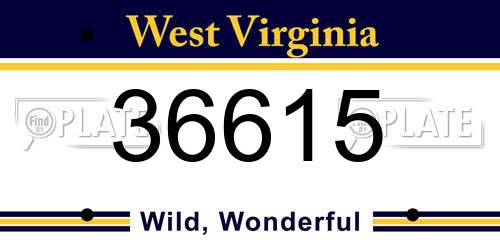 36615 West Virginia License Plate