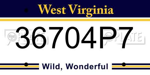36704P7 West Virginia License Plate