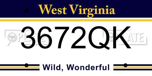 3672QK West Virginia License Plate