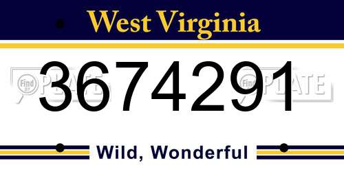 3674291 West Virginia License Plate