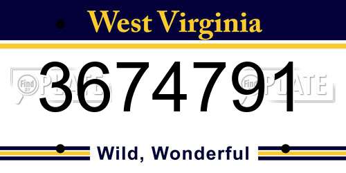 3674791 West Virginia License Plate