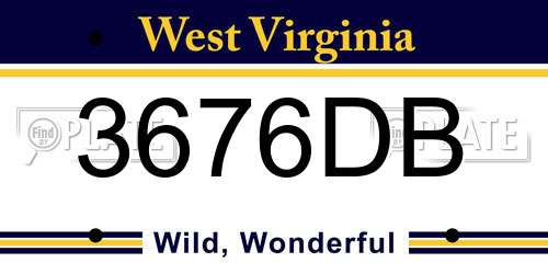 3676DB West Virginia License Plate