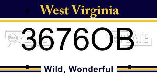 3676OB West Virginia License Plate