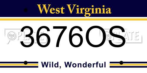 3676OS West Virginia License Plate