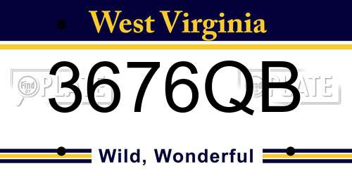 3676QB West Virginia License Plate