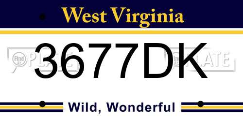 3677DK West Virginia License Plate