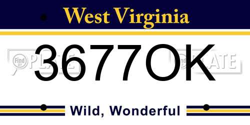 3677OK West Virginia License Plate