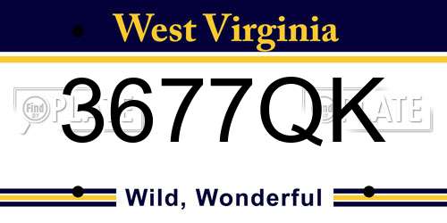 3677QK West Virginia License Plate