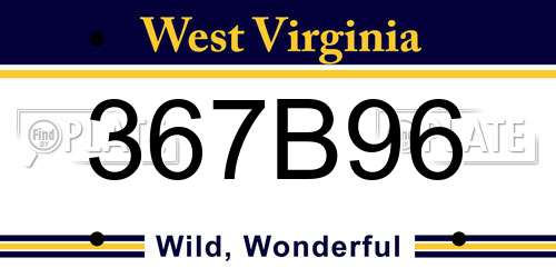367B96 West Virginia License Plate