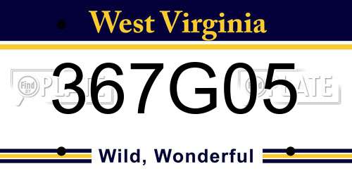 367G05 West Virginia License Plate