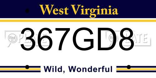 367GD8 West Virginia License Plate