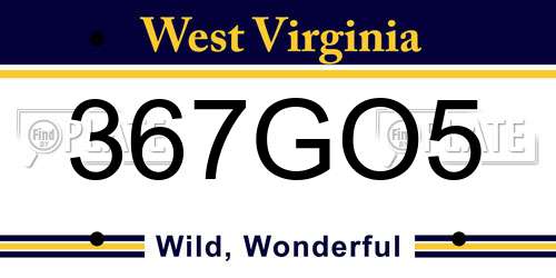 367GO5 West Virginia License Plate