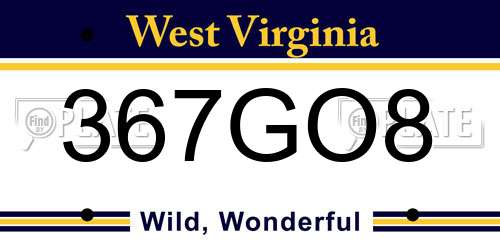 367GO8 West Virginia License Plate