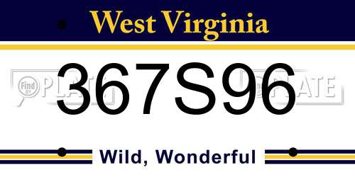 367S96 West Virginia License Plate