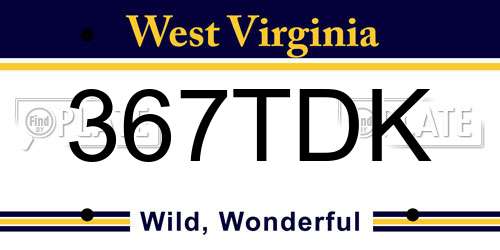367TDK West Virginia License Plate