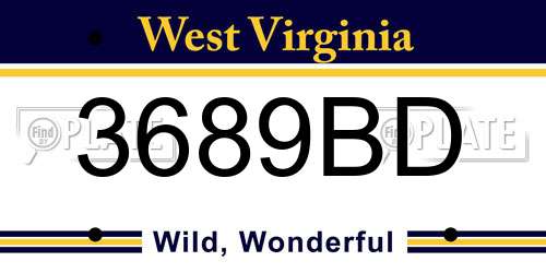 3689BD West Virginia License Plate