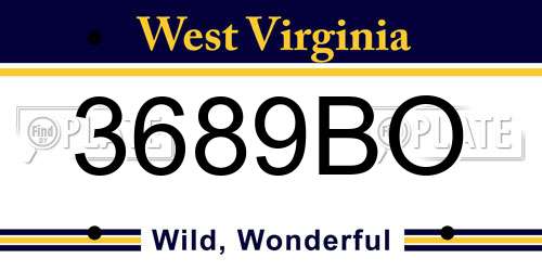 3689BO West Virginia License Plate