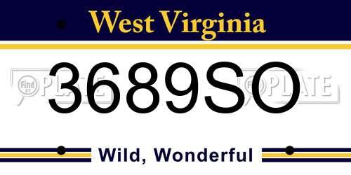 3689SO West Virginia License Plate