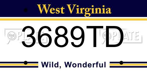 3689TD West Virginia License Plate