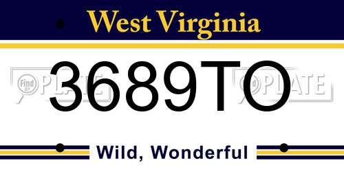 3689TO West Virginia License Plate