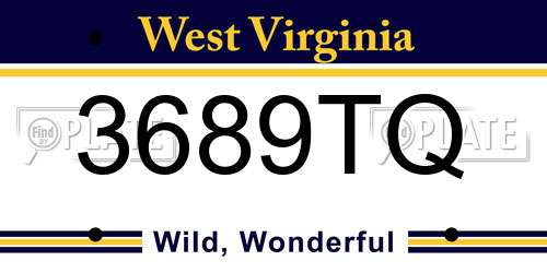 3689TQ West Virginia License Plate